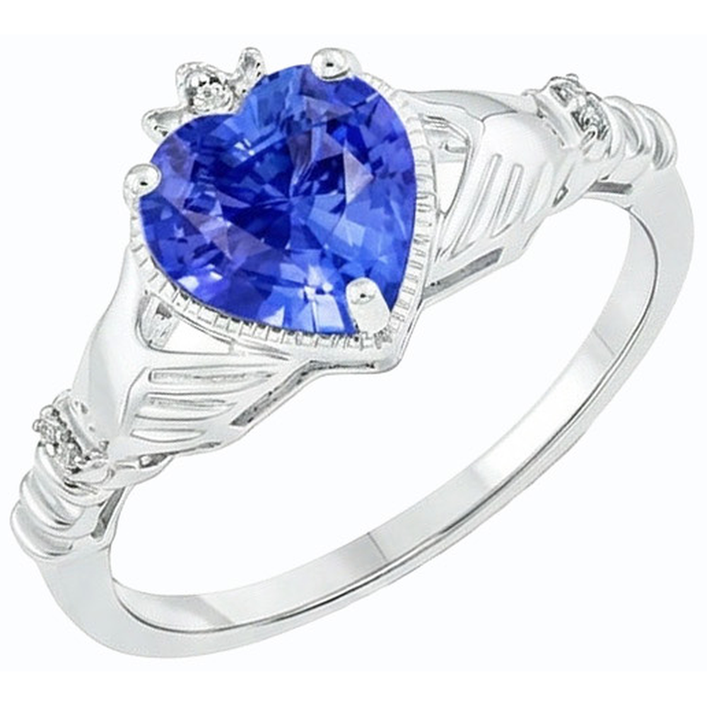 natural round sapphire 2ct ring front view