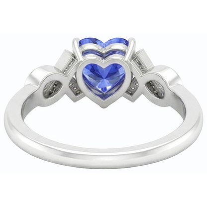 Natural Earth Mined Diamond Heart Shaped Srilanka Sapphire Ring 1.75 Carats Ribbon Style