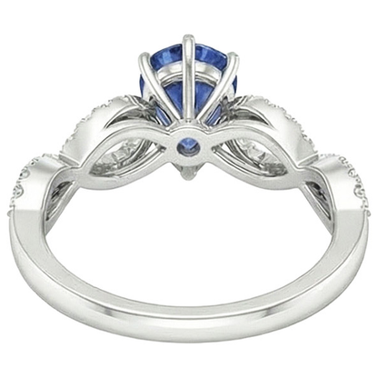 Natural Earth Mined Diamond Jewelry Ceylon Sapphire Ring Twisted Shank Style 3.50 Carats