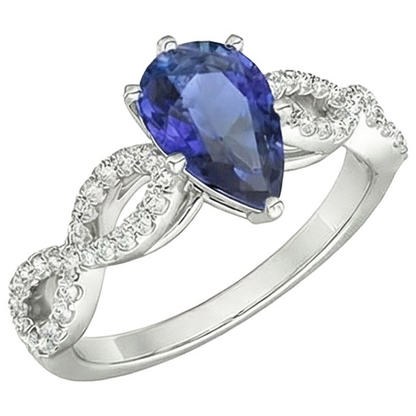 Natural Earth Mined Diamond Jewelry Ceylon Sapphire Ring Twisted Shank Style 3.50 Carats