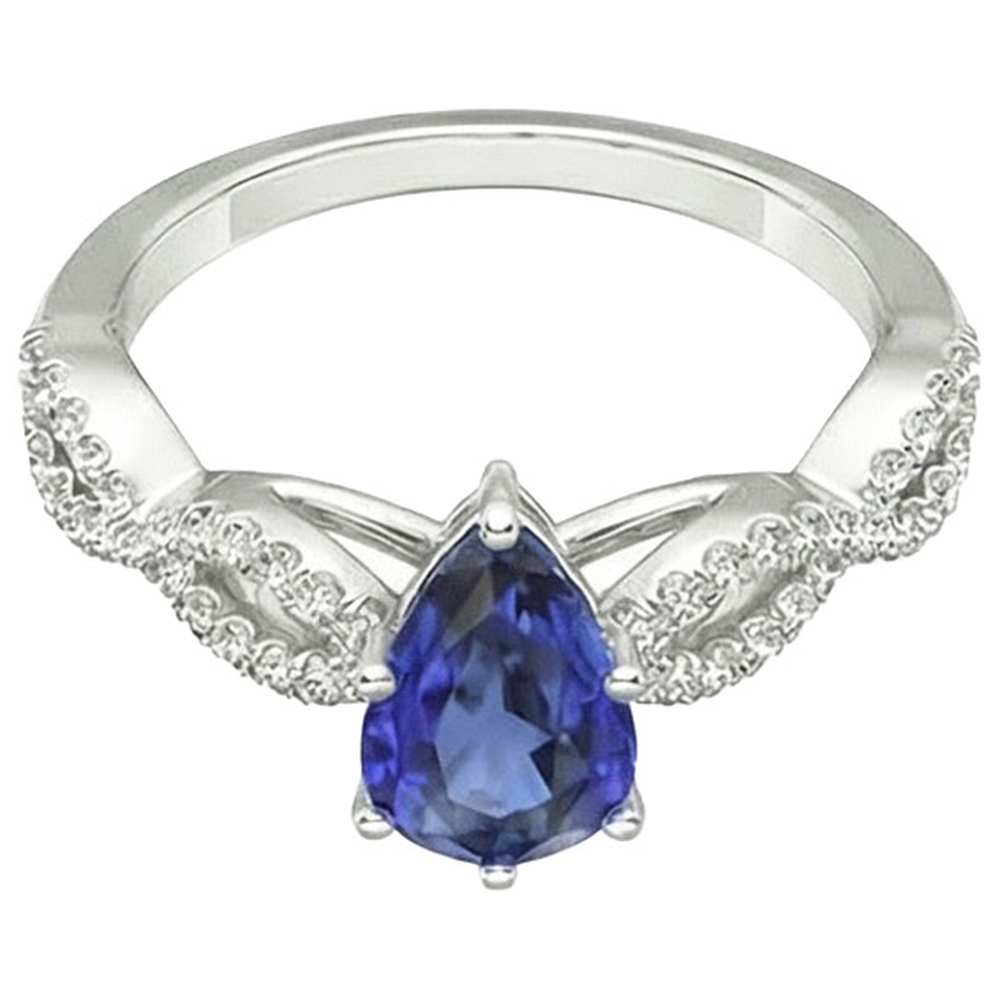 Natural Earth Mined Diamond Jewelry Ceylon Sapphire Ring Twisted Shank Style 3.50 Carats