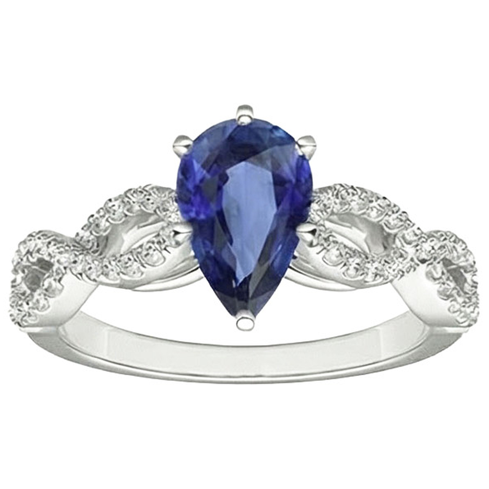 Natural Earth Mined Diamond Jewelry Ceylon Sapphire Ring Twisted Shank Style 3.50 Carats