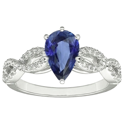 Natural Earth Mined Diamond Jewelry Ceylon Sapphire Ring Twisted Shank Style 3.50 Carats