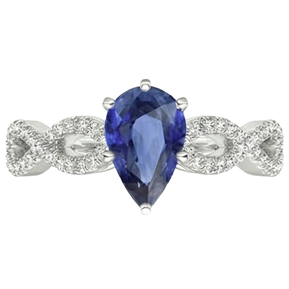 Natural Earth Mined Diamond Jewelry Ceylon Sapphire Ring Twisted Shank Style 3.50 Carats