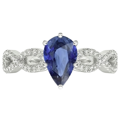 Natural Earth Mined Diamond Jewelry Ceylon Sapphire Ring Twisted Shank Style 3.50 Carats