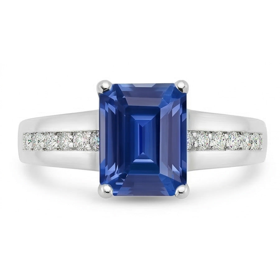 Natural Earth Mined Diamond Jewelry Emerald Ceylon Sapphire Ring & Accents 2.50 Carats