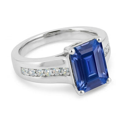 Natural Earth Mined Diamond Jewelry Emerald Ceylon Sapphire Ring & Accents 2.50 Carats