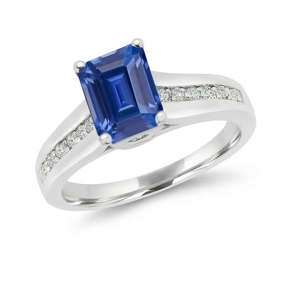 Natural Earth Mined Diamond Jewelry Emerald Ceylon Sapphire Ring & Accents 2.50 Carats