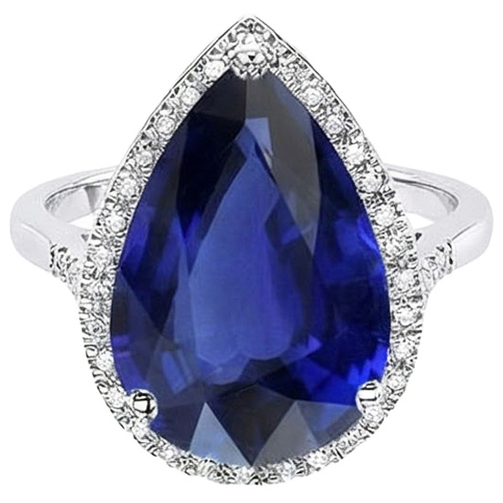lab grown round sapphire 7.50ct ring side angle