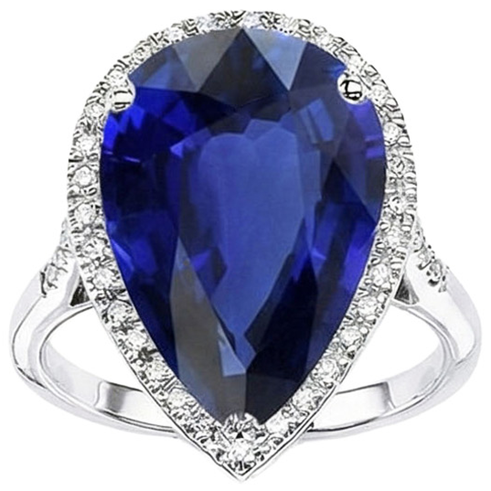 lab grown round sapphire 7.50ct ring close up detail