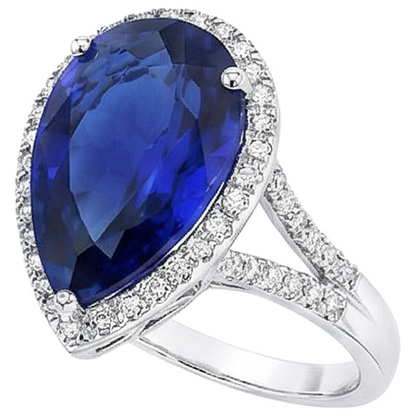 lab grown round sapphire 7.50ct ring top view