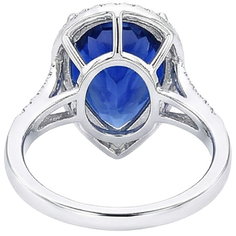 lab grown round sapphire 7.50ct ring on white background