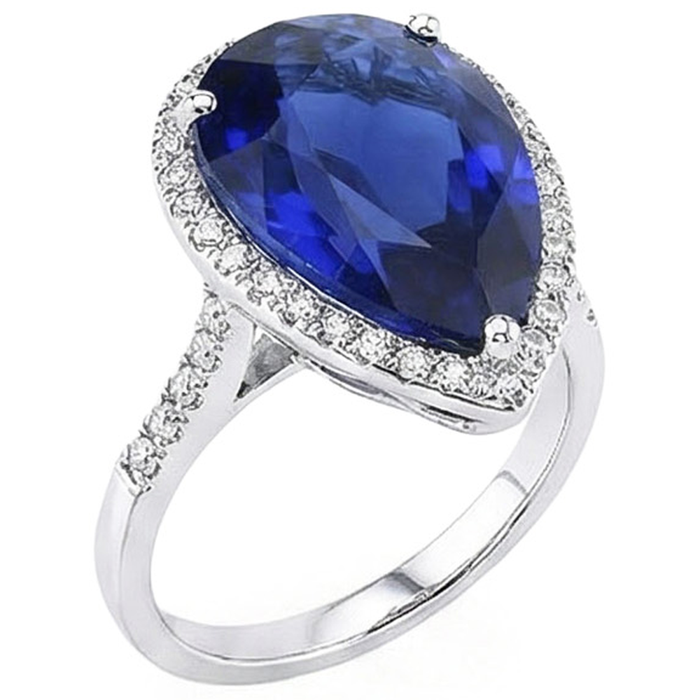 lab grown round sapphire 7.50ct ring profile view