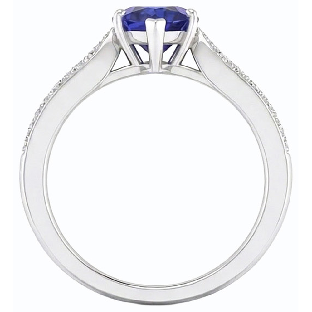 Natural Earth Mined Diamond Jewelry Heart Ceylon Sapphire Ring 2.50 Carats Accented
