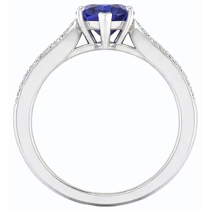 Natural Earth Mined Diamond Jewelry Heart Ceylon Sapphire Ring 2.50 Carats Accented
