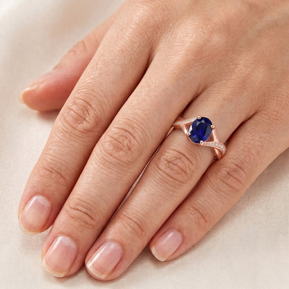 Natural Earth Mined Diamond Jewelry Oval Cut Deep Blue Sapphire Ring 3 Carats