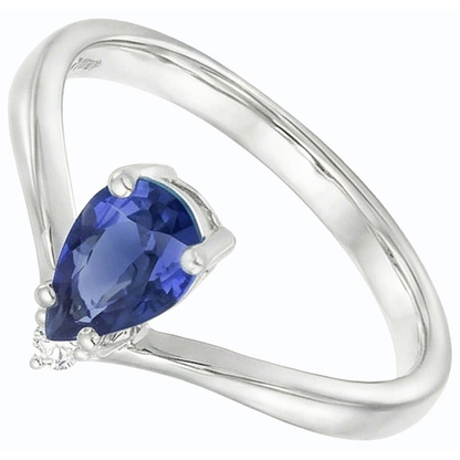Natural Earth Mined Diamond Jewelry Pear Ceylon Sapphire Anniversary Ring 1.25 Carats