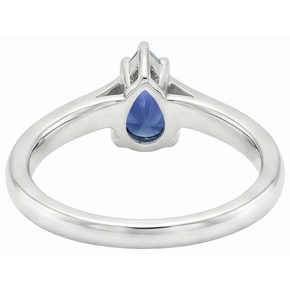 Natural Earth Mined Diamond Jewelry Pear Ceylon Sapphire Anniversary Ring 1.25 Carats