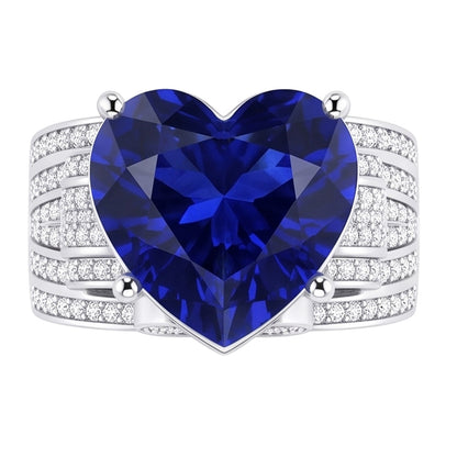 Natural Earth Mined Diamond Jewelry Ring Antique Style Heart Cut Blue Sapphire 4.50 Carats