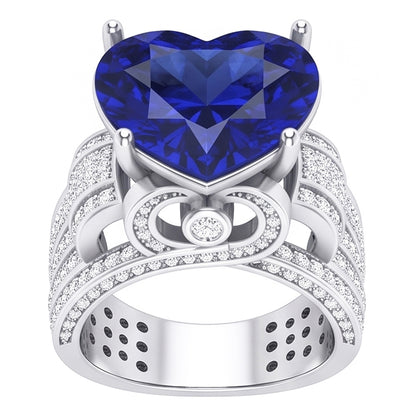 Natural Earth Mined Diamond Jewelry Ring Antique Style Heart Cut Blue Sapphire 4.50 Carats
