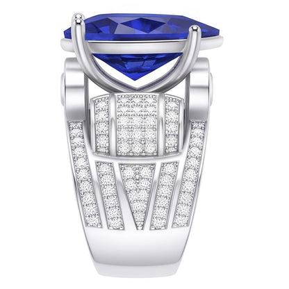 Natural Earth Mined Diamond Jewelry Ring Antique Style Heart Cut Blue Sapphire 4.50 Carats