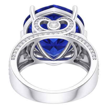 Natural Earth Mined Diamond Jewelry Ring Antique Style Heart Cut Blue Sapphire 4.50 Carats