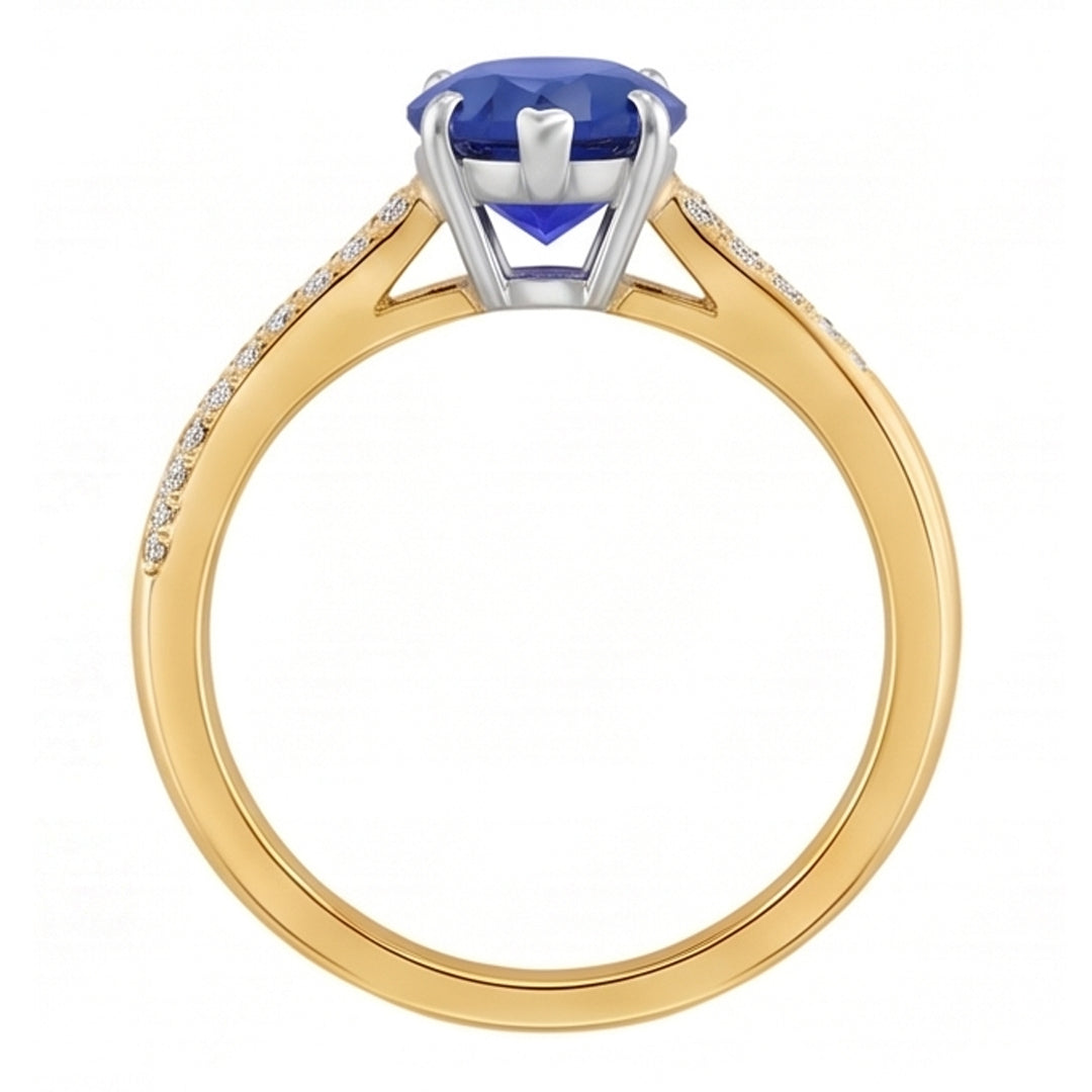 Natural Earth Mined Diamond Jewelry Ring Pear Shaped Ceylon Sapphire 2.50 Carats