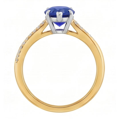 Natural Earth Mined Diamond Jewelry Ring Pear Shaped Ceylon Sapphire 2.50 Carats