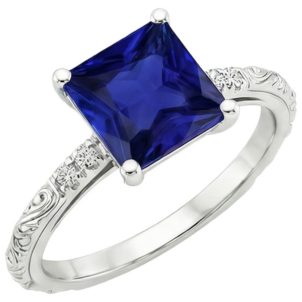 natural round sapphire 5.25ct ring side angle