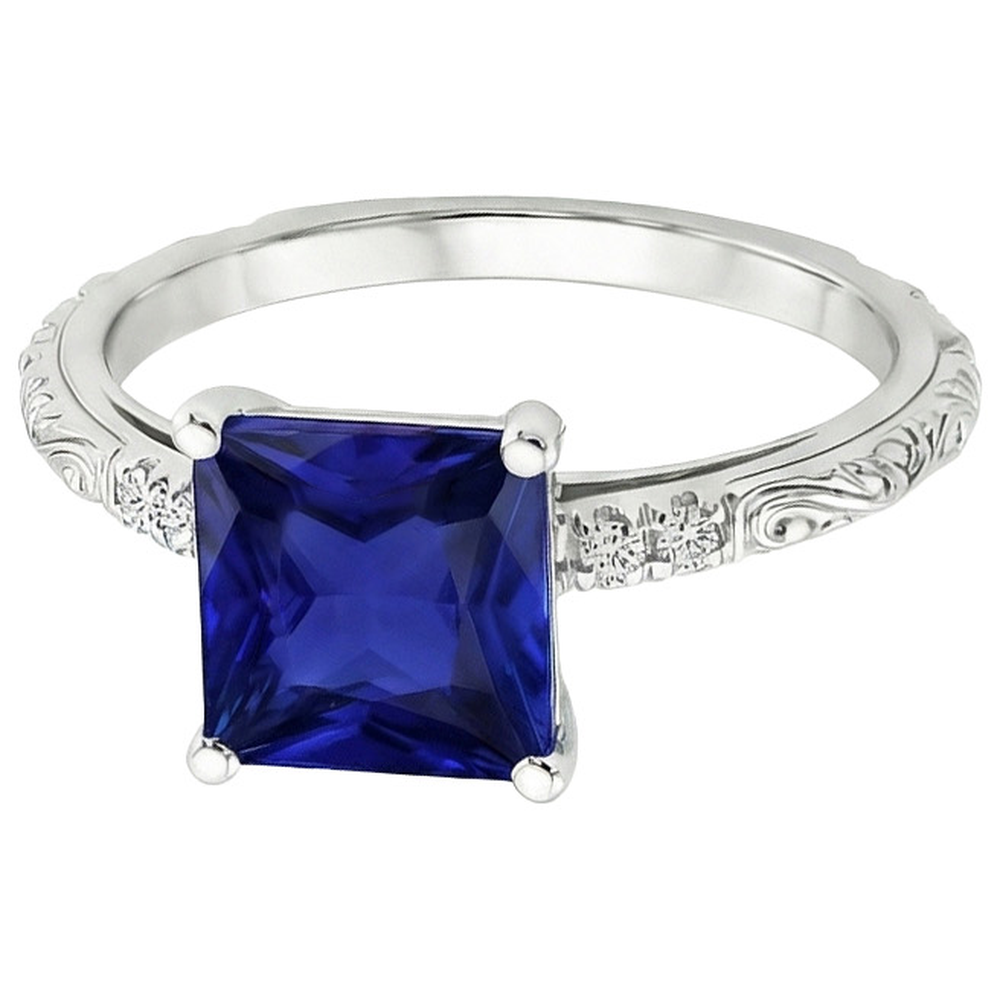 natural round sapphire 5.25ct ring top view