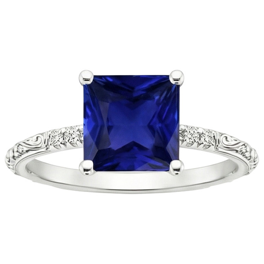 natural round sapphire 5.25ct ring close up detail