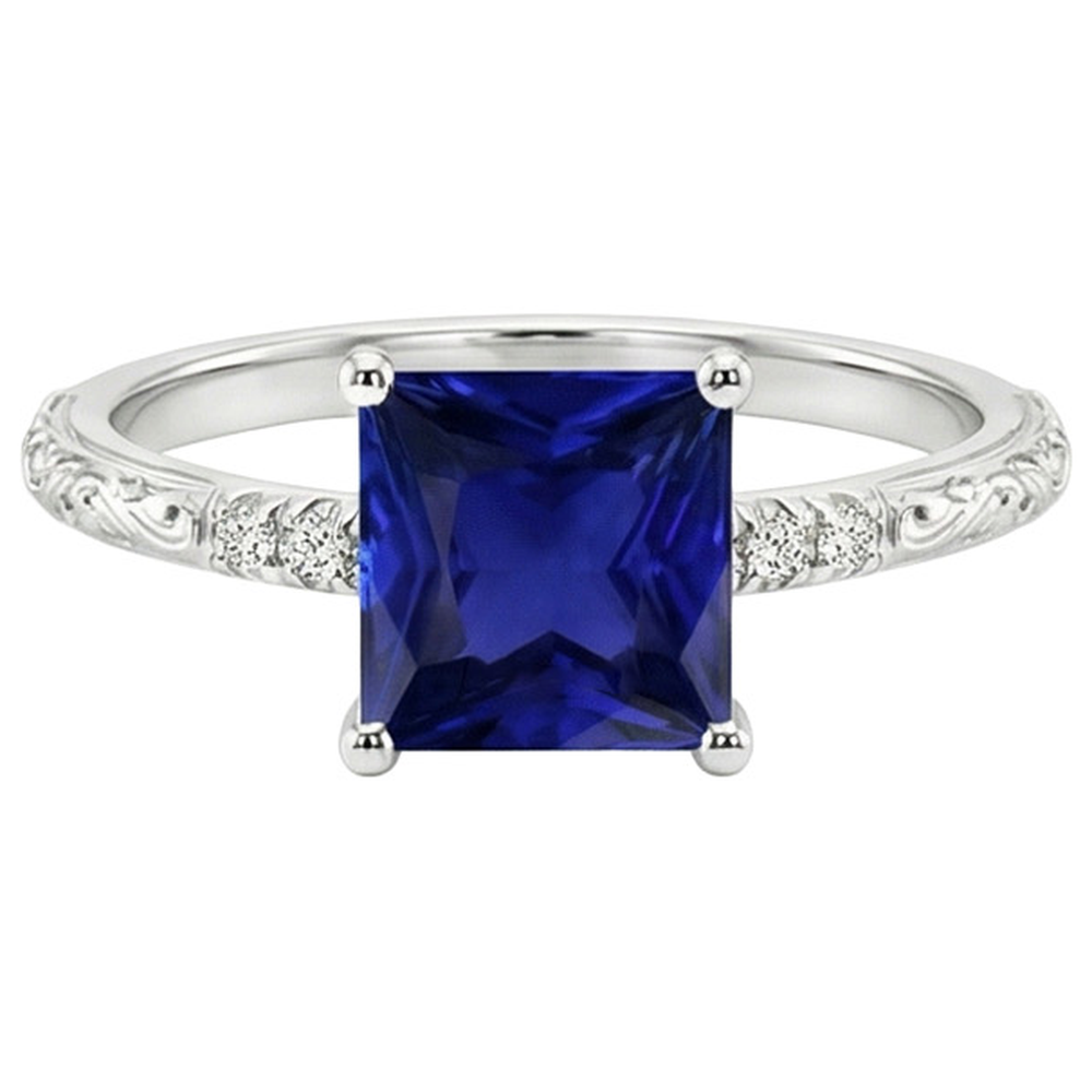 natural round sapphire 5.25ct ring profile view