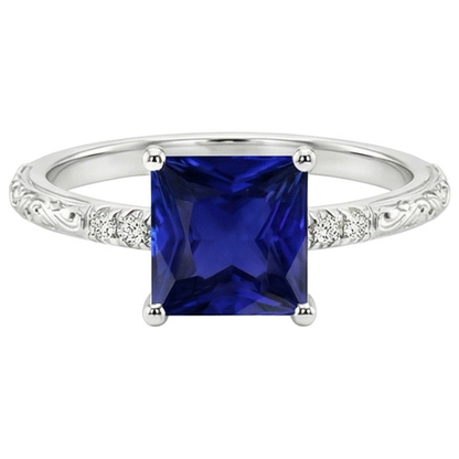 natural round sapphire 5.25ct ring profile view