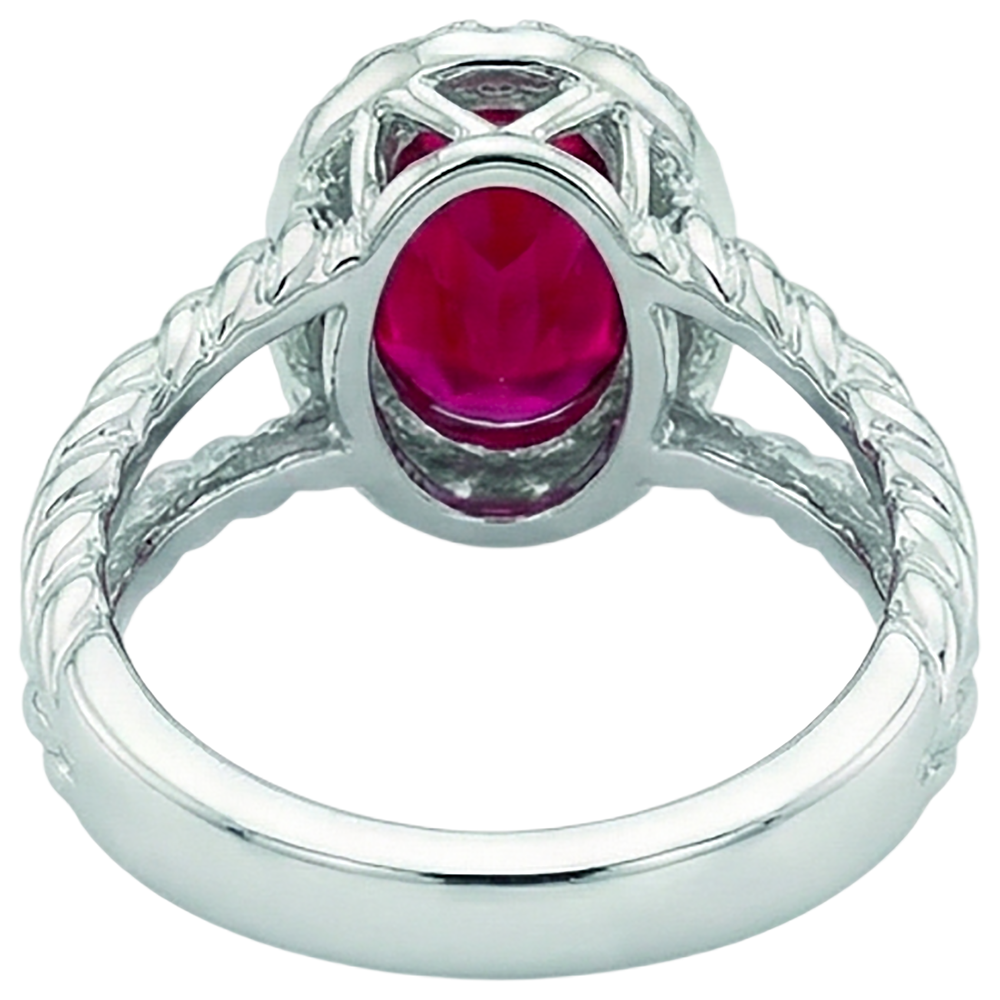Natural Earth Mined Diamond Oval Ruby Gemstone Ring 1.16 Carats White Gold 14K