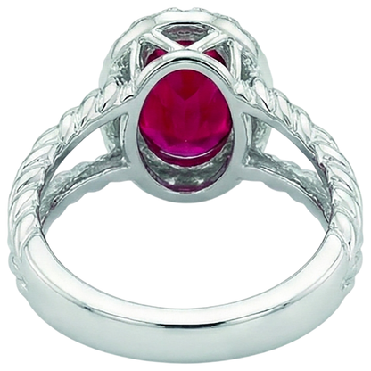 Natural Earth Mined Diamond Oval Ruby Gemstone Ring 1.16 Carats White Gold 14K