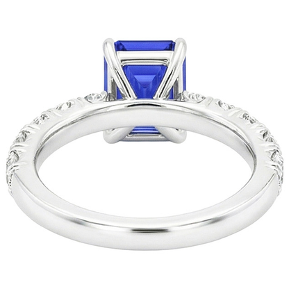 Natural Earth Mined Diamond Pave Setting Ring Emerald Ceylon Sapphire 5 Carats