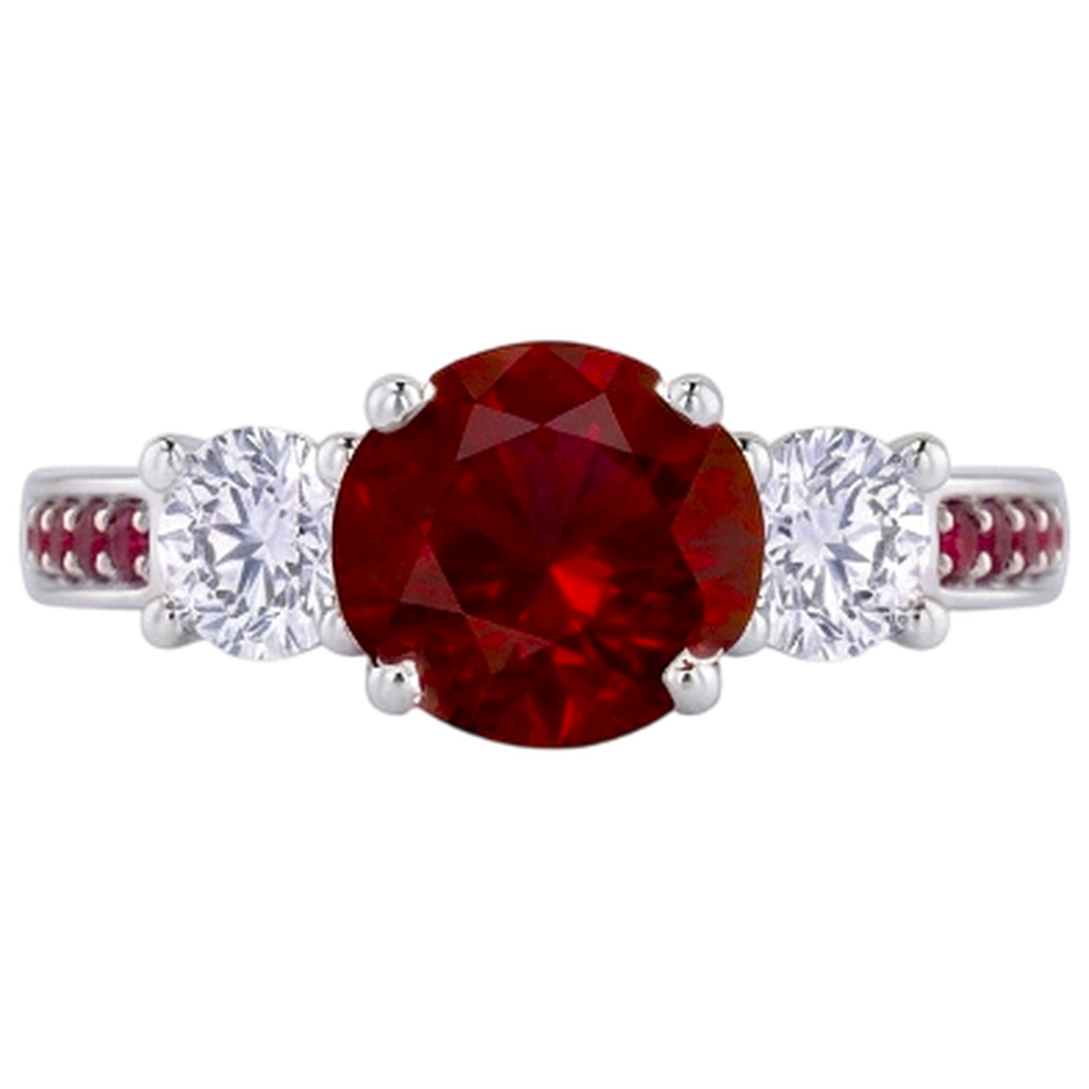 Natural Earth Mined Diamond Ring 1.07 Carats Burmese Ruby Women Jewelry New