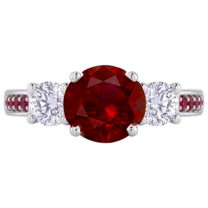 Natural Earth Mined Diamond Ring 1.07 Carats Burmese Ruby Women Jewelry New