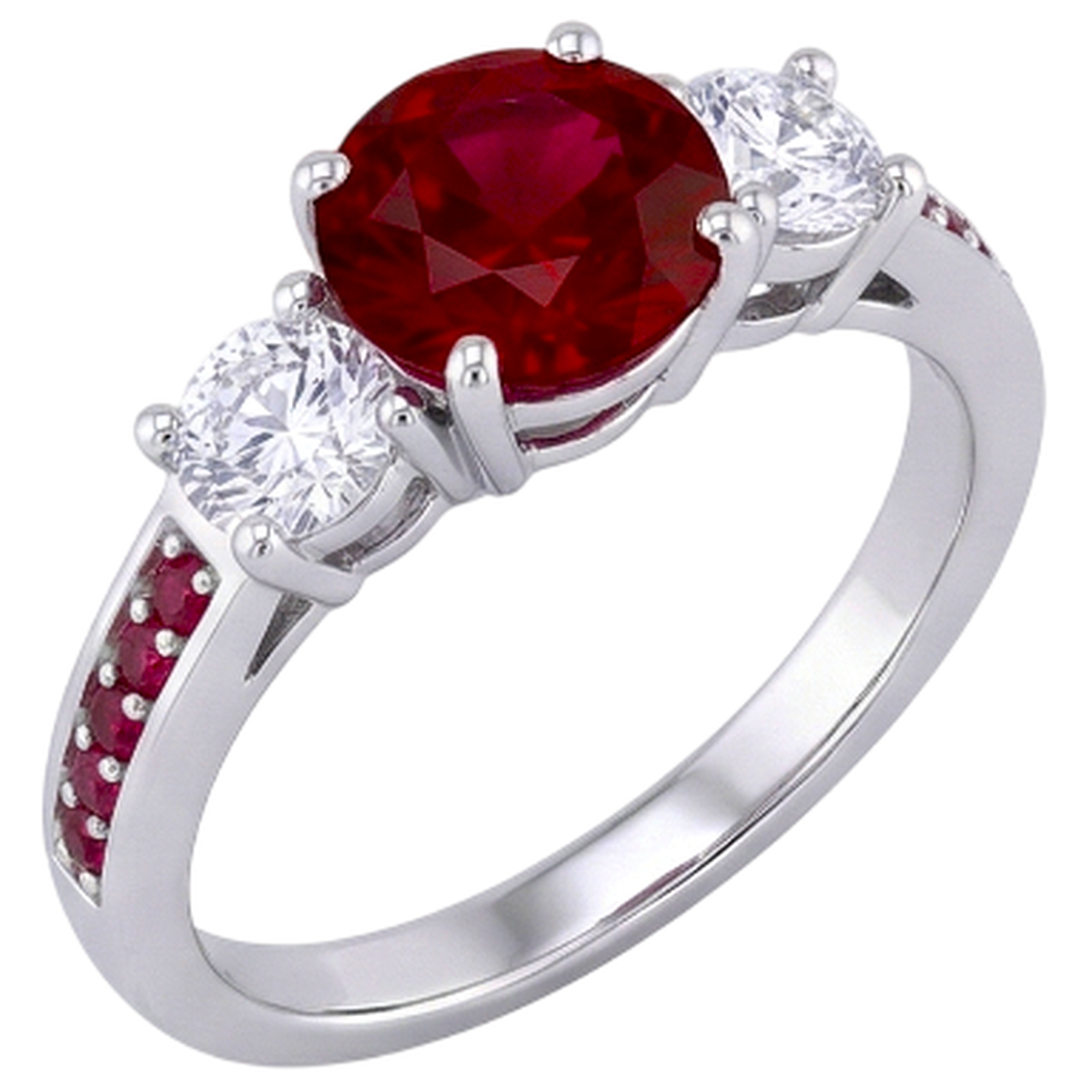 Natural Earth Mined Diamond Ring 1.07 Carats Burmese Ruby Women Jewelry New