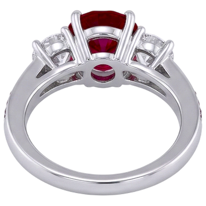 Natural Earth Mined Diamond Ring 1.07 Carats Burmese Ruby Women Jewelry New