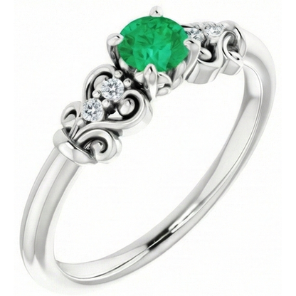 Natural Earth Mined Diamond Ring 1.10 Carats Green Emerald GIA Vintage Style Jewelry