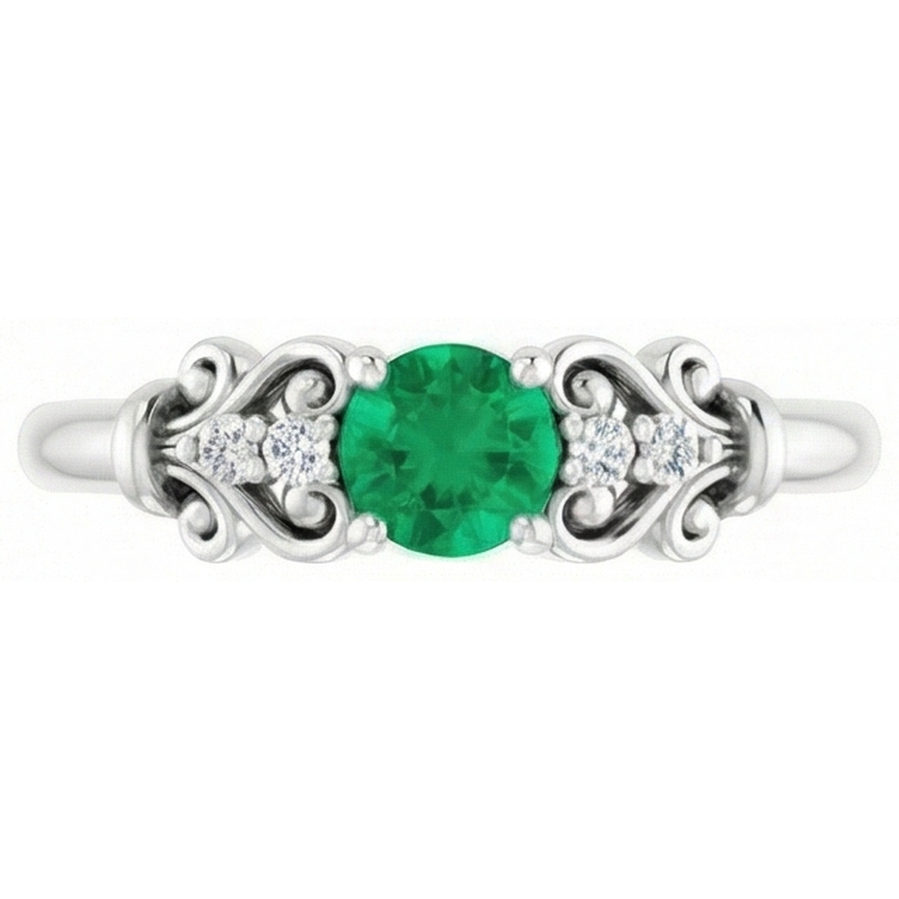 Natural Earth Mined Diamond Ring 1.10 Carats Green Emerald GIA Vintage Style Jewelry