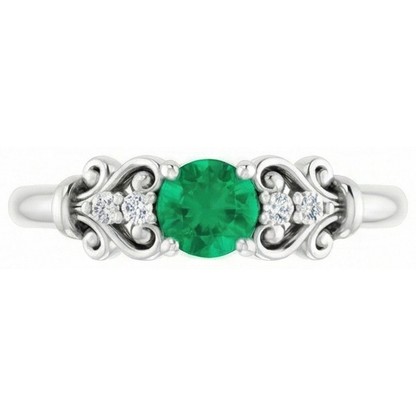 Natural Earth Mined Diamond Ring 1.10 Carats Green Emerald GIA Vintage Style Jewelry