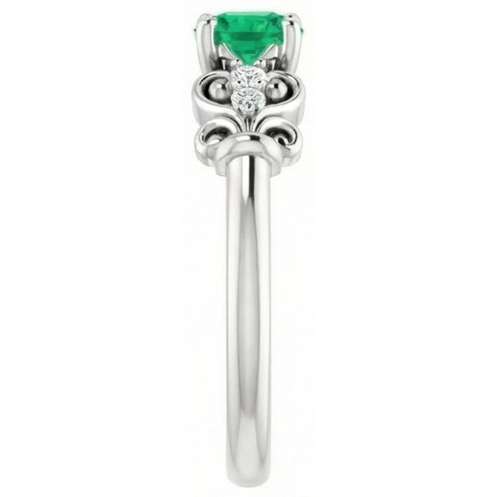 Natural Earth Mined Diamond Ring 1.10 Carats Green Emerald GIA Vintage Style Jewelry