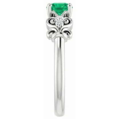 Natural Earth Mined Diamond Ring 1.10 Carats Green Emerald GIA Vintage Style Jewelry
