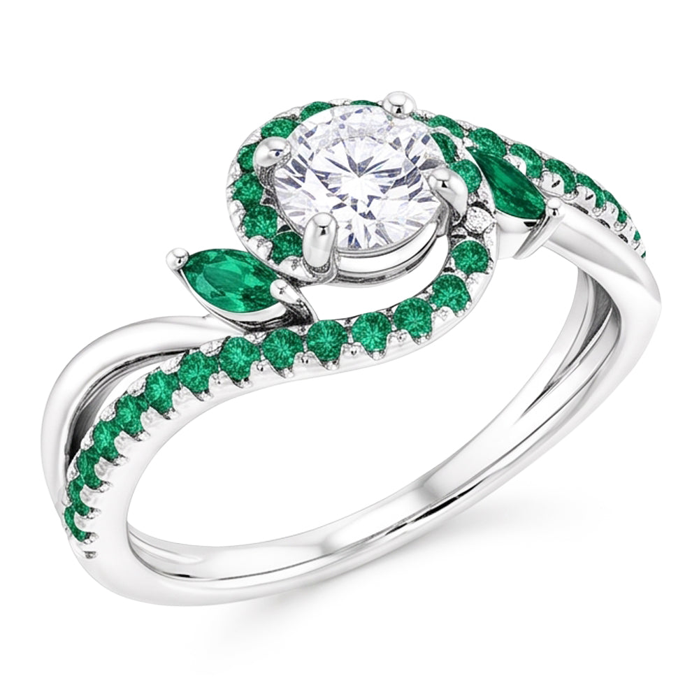Natural Earth Mined Diamond Ring 1.65 Carats Emeralds Jewelry New