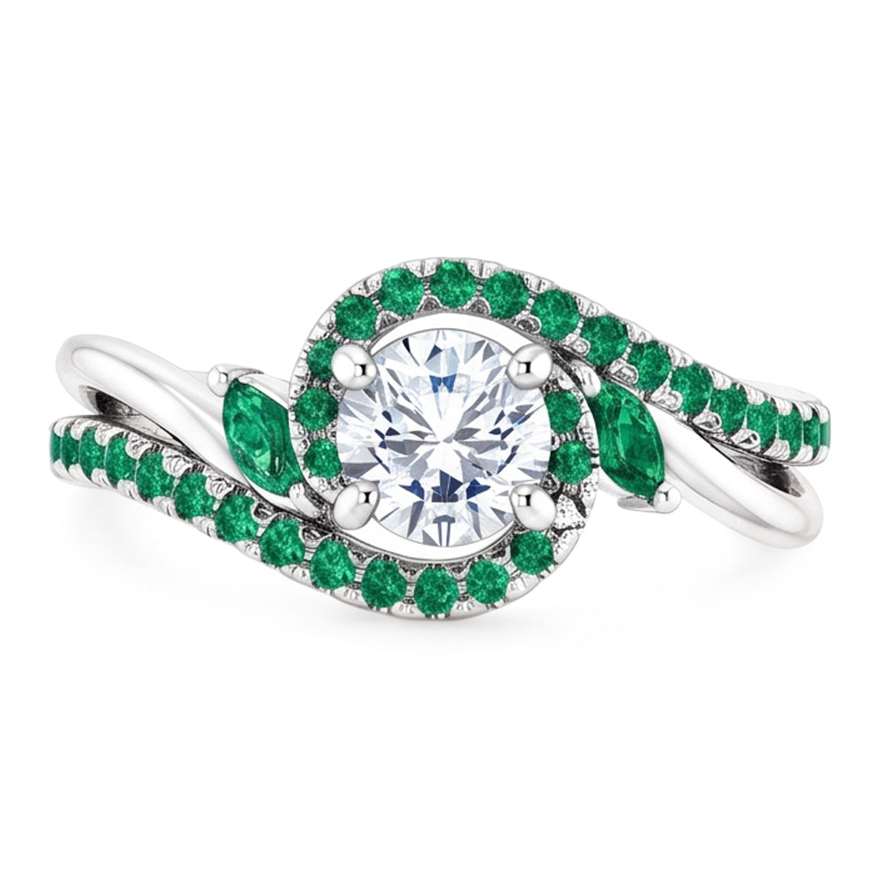 Natural Earth Mined Diamond Ring 1.65 Carats Emeralds Jewelry New