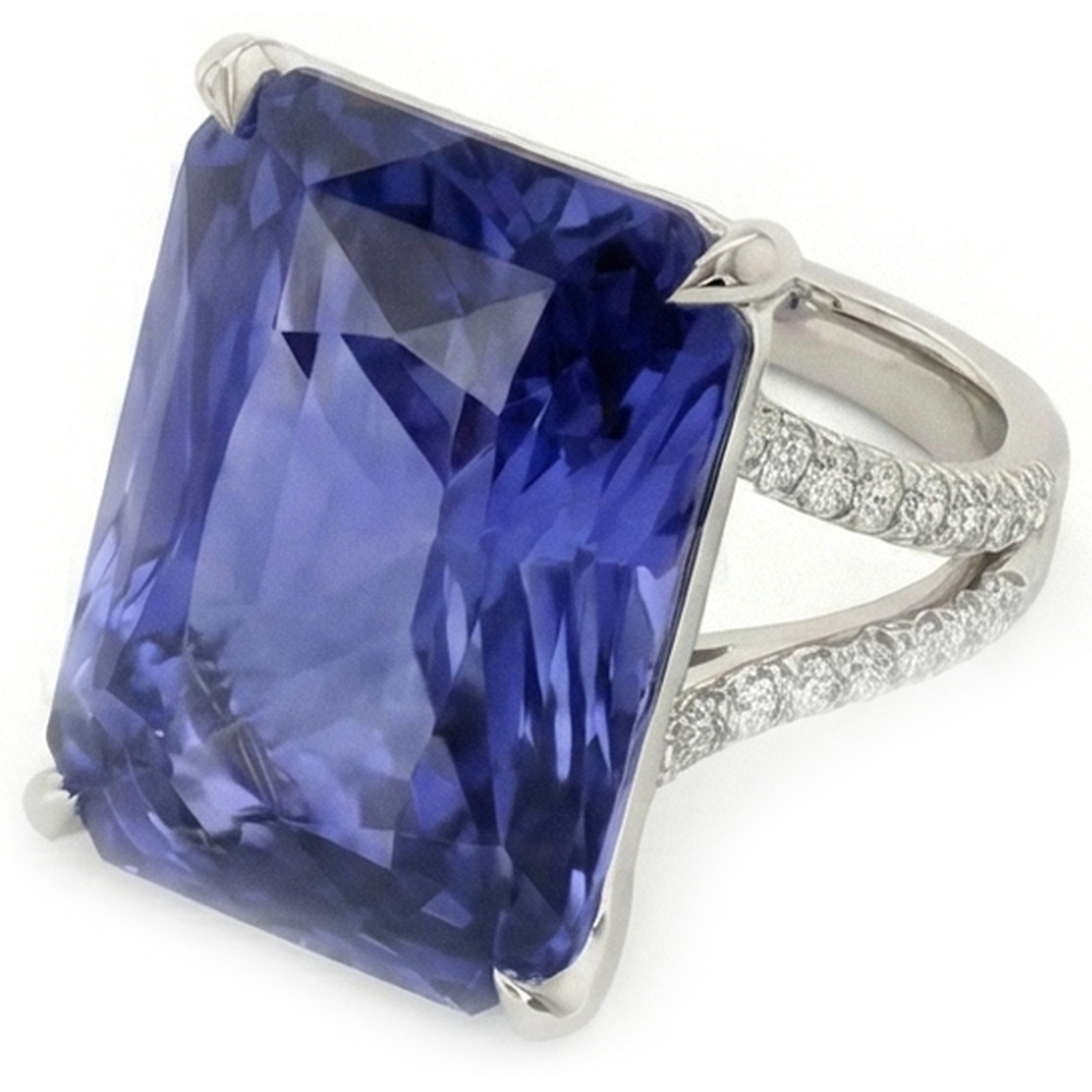 IGI CERTIFIED Diamond Ring Big Sapphire Gemstone Jewelry 7.50 Carats Split Shank