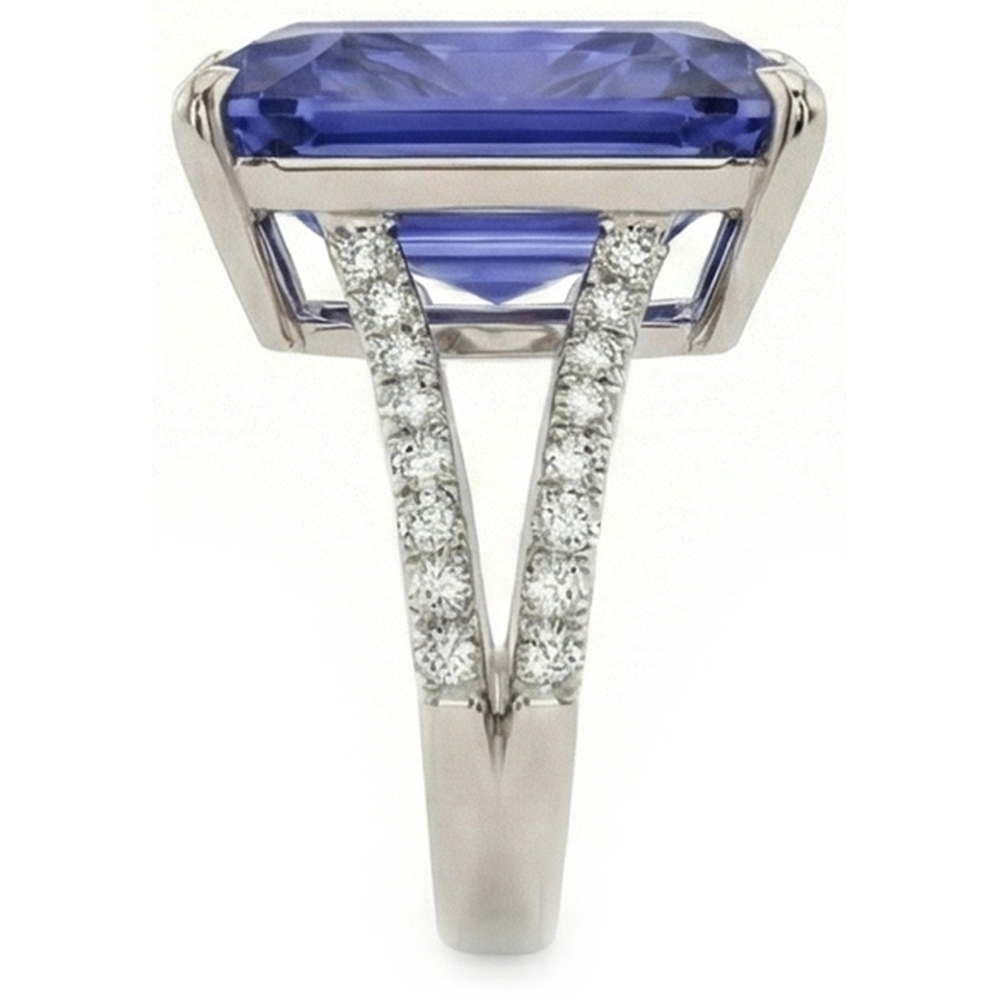 IGI CERTIFIED Diamond Ring Big Sapphire Gemstone Jewelry 7.50 Carats Split Shank