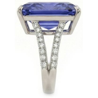 IGI CERTIFIED Diamond Ring Big Sapphire Gemstone Jewelry 7.50 Carats Split Shank